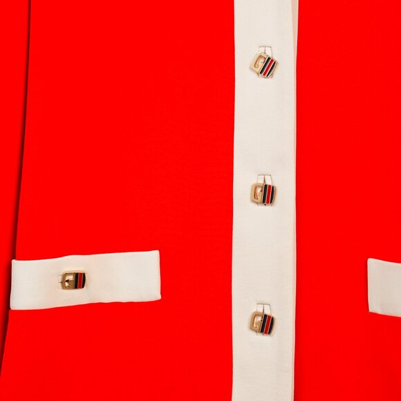 Gucci Cruise 2020 Red Cady Contrast-Detail Cardigan - Picture 6 of 16